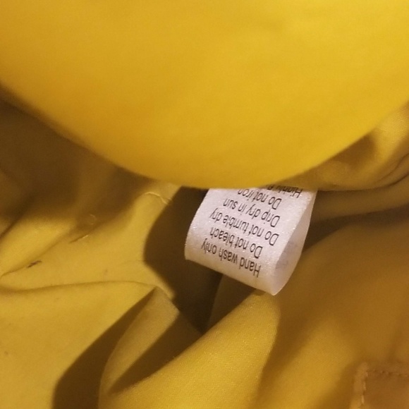 JOYN Cotton Tote Arch Print Brown Leather Yellow Green Shoulder Bag Lined Pocket - Picture 7 of 14